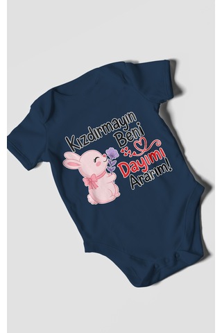 Morivokids Kızdırmayın Beni Dayımı Ararım Kısa Kollu Bebek Body %100 Pamuk Zbn165-kk Lacivert