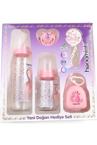Hanymish Yenidoğan 5'li Hediye Seti Pembe 654