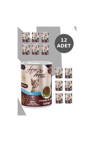 How Meow Jöleli Balıklı Parça Etli Yavru Kedi Yaş Maması 12 x 400 G