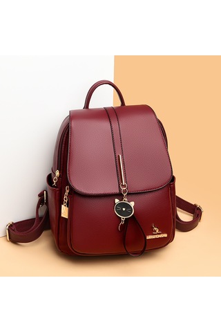 Su Geçirmez Kadın Sırt Çantası Yaz Yeni Stil Moda Kedi Kolye Bayan Sırt Çantası Düz Renk Basitsiyah Diğer