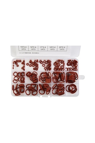 Pazly 225 Adet Kırmızı Silikon O-ring Seti - Metrik Vmq Conta Kiti