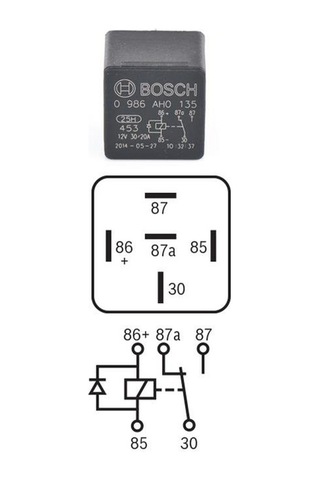 12V 30/20A Diyotlu Çift Platin Mini Röle 5 Fiş Bosch 0986AH0135