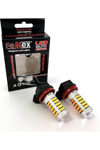 Sis Led Ampul H8/11 2835 Chip 9w Led Ampul Turuncu 66smd Ultra Parlak Mercekli