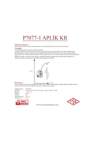 Eray Aydınlatma P7077-1 Aplik Krom