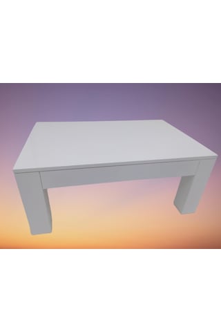 Orta Sehpa Küt Torna Model Ahşap Kayın Ayak Mdf Parlak Beyaz Tabl