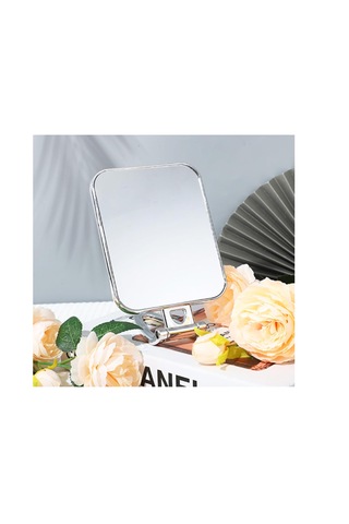 Gaman Dikdörtgen 2X Katlanabilir Masaüstü Makyaj Aynası Gümüş