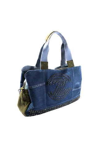Biem Accessory Biem İndigo-haki Denim Salaş-retro Taş Trok Döşemeli Çok Gözlü Çanta Çok Renkli