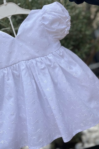 Beyaz Fisto Kız Çocuk Bebek Mevlüt Pamuklu Elbise 001