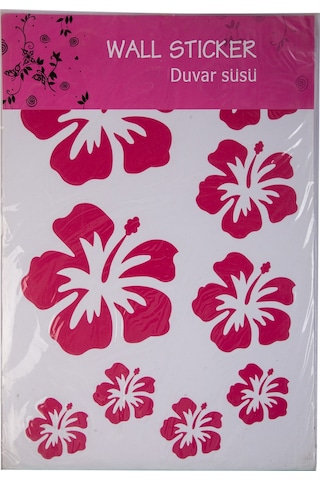 Sıa Duvar Süsü Sticker Pembe Çiçekli Şeffaf Filmli Pvc