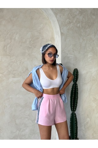 Verymoda Kot Detaylı Şort D2847 Pembe