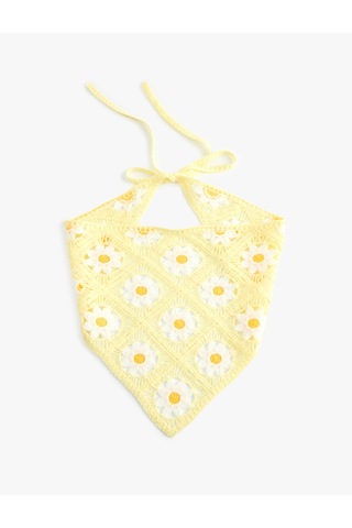 Koton Çiçekli Detaylı Bağlamalı Üçgen Bandana- Koton X Sibil Çetinkaya Sarı 6sak50097aa