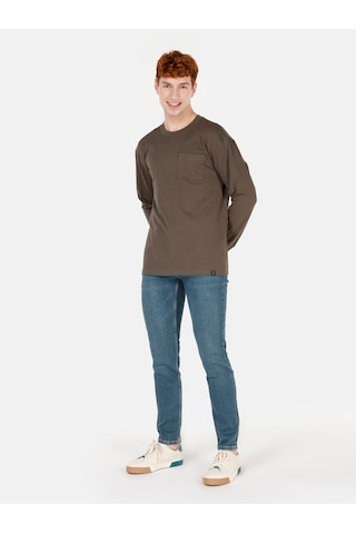 Colin's Colins Regular Fit Basic Yeşil Erkek Uzun Kol Tişört Cl1065666 Haki