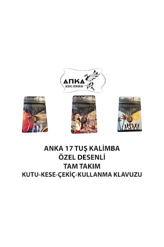 Anka Özel Resim Baskılı Kayın Ağacı Özel Üretim 17 Sesli Kalimba