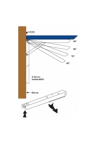 Gürçay Mandallı Katlanabilir Masa Konsolu 1 Çift Çinko 40Cm