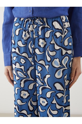 Lcw Modest Mavi Beli Lastikli Desenli Kadın Pantolon