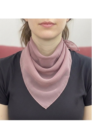Jz Shop Düz Sade Şifon Kare Fular - Zarif Kadın Boyun Fuları Ve Bandana 50x50cm Pembe