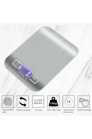 Yaozixa Mutfak Dijital Terazi, 10kg Hassas Ölçüm, 304 Paslanmaz Çelik Platform, Lcd Işıklı Ekran, Peeling Fonksiyonu, 2 Adet Aaa Pil İçerir Çok Renkli