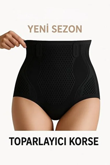 Sauna Suit Kadın İyonizer Dikişsiz Yüksek Bel Korse Külot, V-control Toparlayıcı Kalça Sıkılaştırıcı Külot Korse Siyah