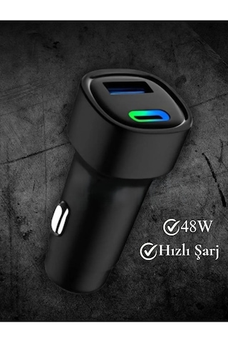 48w Pd Araç İçi Çakmaklık Hızlı Şarj Aleti Type-c Usb Rgb Işık Araç Şarj Başlığı