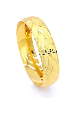Altın Kaplama Örgü Model İmitasyon Bilezik 1.5 Cm Blz-1295 Altın