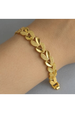 Altın Yaprak Desenli Bileklik Gold