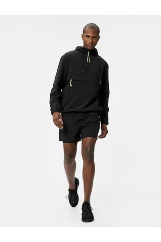 Koton Taytlı Şort Kısa Yüksek Bel Slim Fit Cep Detaylı Siyah 4sam40030nw Siyah