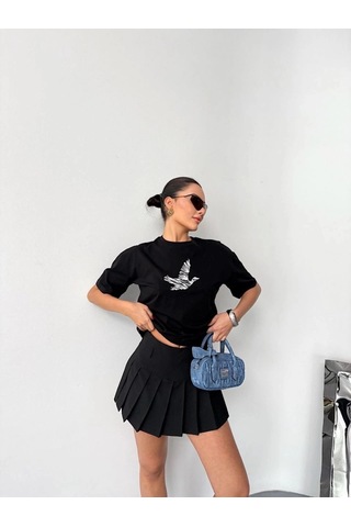 Valensdesign Kısa Kol Baskılı T-shirt - Siyah