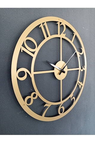 Rakamlı Metal Gold - Altın Duvar Saati 1,5 Mm Kalınlık 50x50 Cm Altın