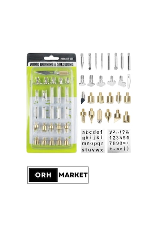 60W Ahşap Yakma Kalemi ve 30'lu Dağlama Uç Seti – Oyma, Lehimleme ve Sanatsal Tasarımlar için