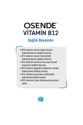 Osende Vitamin B12 60 Ağızda Dağılan Tablet