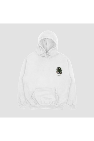 Unisex Beyaz Zoro Baskılı Hoodie Oversize Kapşonlu Sweatshirt Beyaz