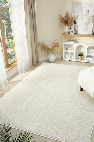 Mariesse Home Wool Serisi Bukleli Yumuşak Dokulu İskandinav Dokuma Halı 1081-krem