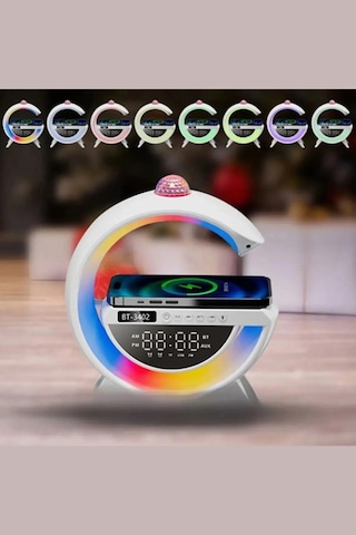 Tepe Işıklı Led Kablosuz Masaüstü Hoparlörü Şarj Standı G Şekil Müzik Makinesi Wireless