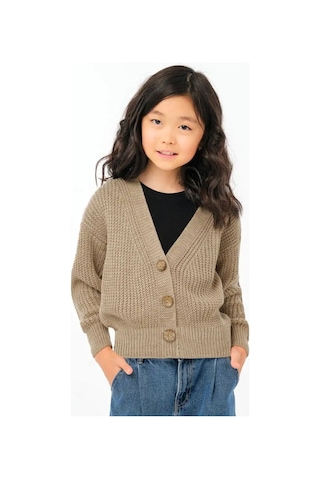 Joli Kıds Okul İçin Düğmeli Örgü Hırka 92517473 Bej