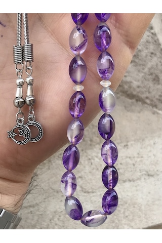 Karanlıkta Parlayan Kedi Gözü Toz Kehribar Tesbih N11.7084