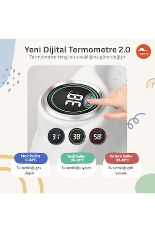 Thermae Katlanabilir Bebek Küveti, Kaymaz Banyo Koltuğu - Termometreli Yenidoğan Küveti