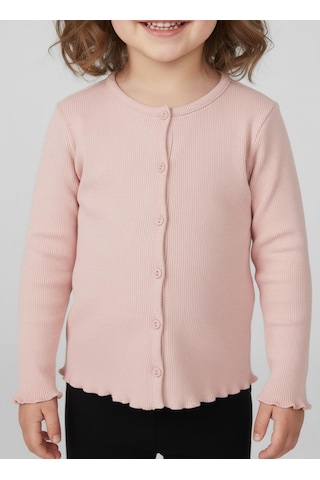 Kız Çocuk Fitilli %100 Pamuklu Düğmeli Hırka Pembe