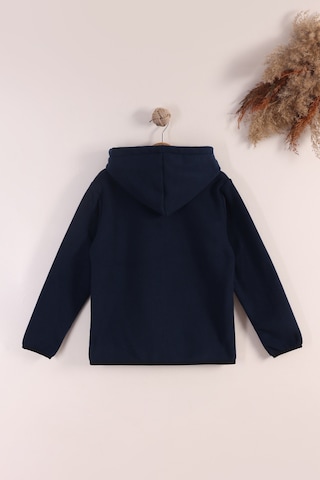 Monox Lastik Manşetli Fermuarlı Kapüşonlu Çocuk Unisex Polar Ceket Lacivert