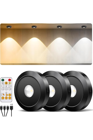 Kumandalı 3 Lü Spot Led Şarjlı Lamba 3 Işık Rengi Ayarlanabilir