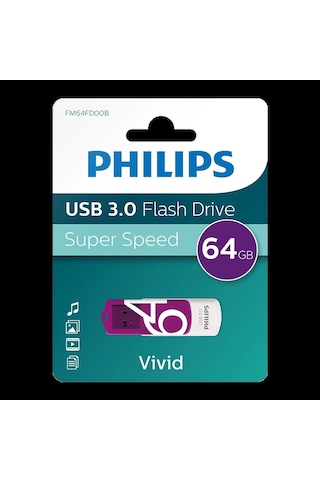 Phılıps 64gb Usb 3.0 100/150mb/s Fm64fd00b/00