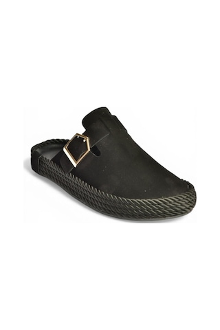 Fox Shoes Y596148502 Siyah Süet Önü Kapalı Sabo Terlik