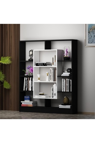 Venüs Kitaplık - Siyah / Parlak Beyaz