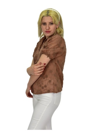 Kadın Brodeli Kısa Kol Bluz Bgl-st0371 001