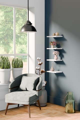Yankı-BYEG 4lü 20 cm Mat Beyaz Mdf Mini Duvar Rafı Çiçeklik
