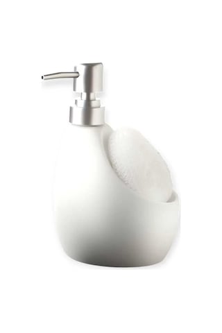 Seramik Mat Beyaz Süngerli Banyo Mutfak Sıvı Sabunluk 500ml Bulaşık Deterjanlık Beyaz