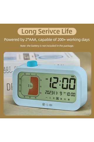 Dofolink Görsel Zaman Yöneticisi Öğrenci Zamanlayıcı - Lcd Ekran İki Gösterim, Geri/sayaç 1-60 Dakika, Takvim/tarih/saat/alarm, 3 Erteleme, Dönme Tuşu Pil Yok Beyaz