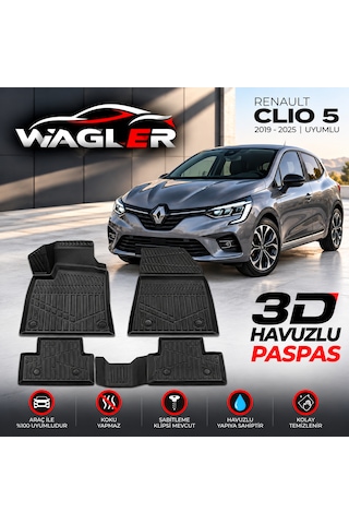 Wagler Renault Clio 5 Havuzlu Paspas 2019-2025
