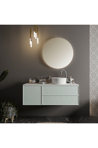 Livabo Roza 400 X 150 Mm Desenli Tezgah Üstü Akrilik Banyo Lavabosu Beyaz