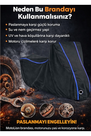 Kuba Cg 125 Topcaseli Siyah-mavi Dikişli Motor Brandası,motosiklet Branda