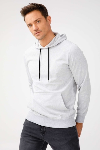Igs İgs Erkek A.gri Modernfıt / Ekstra Dar Kalıp Kapşonlu Fermuarsız Sweatshirt Açık Gri